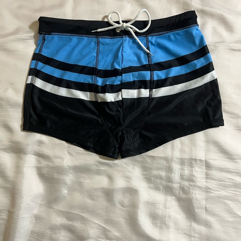 COOFANDY I Men’s I Blue-White Stripes/Multicolor I Brazilian style Swimsuit